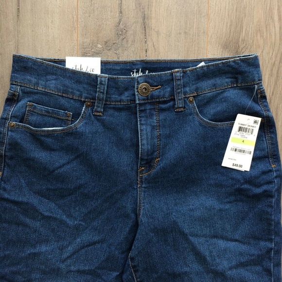 Style Co Tummy Control Skinny Leg Blue Denim Jeans - Picture 5 of 7